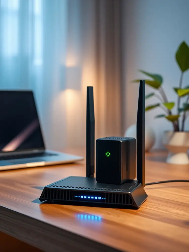 A high-speed internet modem with glowing lights, symbolizing Viettelai's advanced internet solutions.