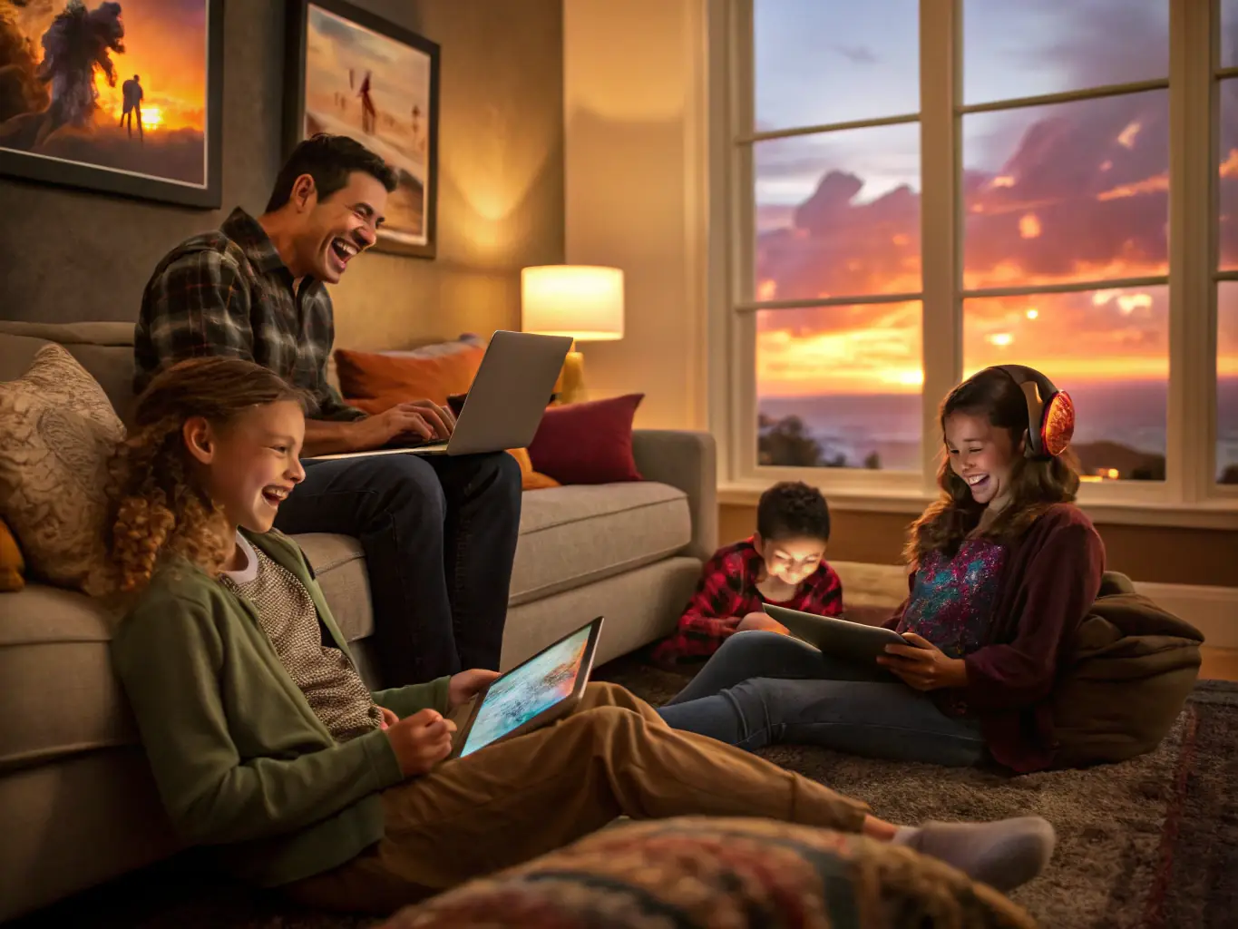 An image depicting a family enjoying high-speed internet at home, emphasizing the reliability and speed of Viettelai's internet solutions.